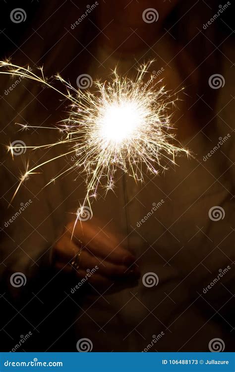 Amazing Sparklers In Female Hands Christmas And New Year Sparkler In