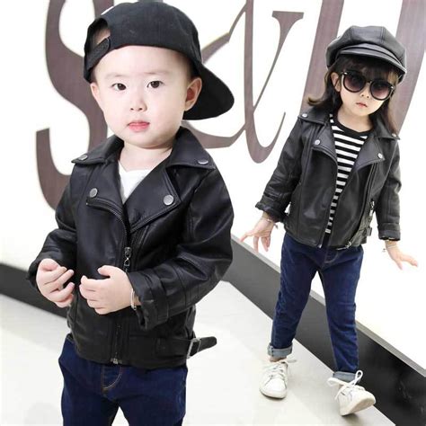 Faux Leather Jacket Parka For Girl Boys Coat Fall Winter Outwear Casual