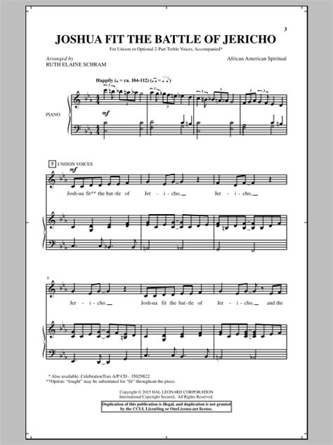 Joshua Fit The Battle Of Jericho 2 Part Choir Print Sheet Music