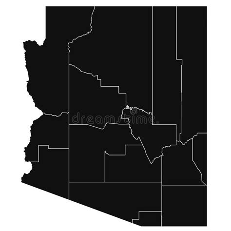 Mapa De Ilustraciones Detalladas De Alto Nivel Del Estado De Arizona Con Los Condados Stock De