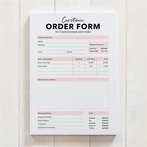 Custom Order Forms Editable Diymini