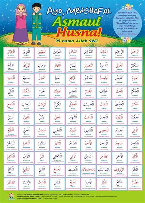 The lyrics for asmaul husna by hijjaz have been translated into 4 languages. 99 Asmaul Husna Arab, Latin, Arti, Keutamaan dan Khasiat