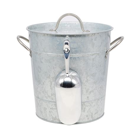 Essential Home Aged Galvanized Steel Ice Bucket Wstainless Steel Handle