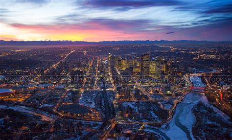 Aerial Photo Calgary Sunset