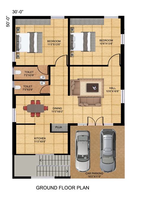 20 Inspirational Floor Plan For 2bhk House In India