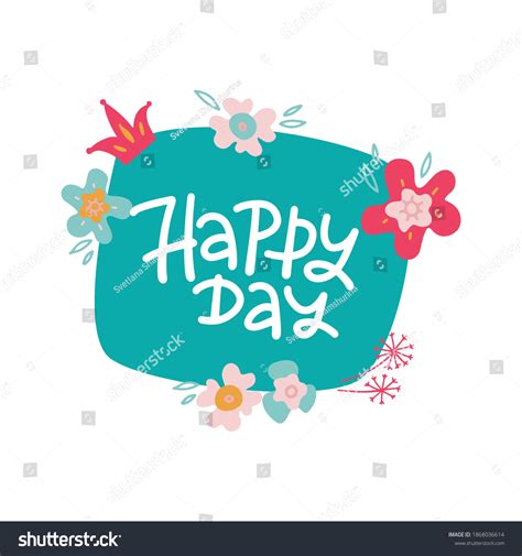 Happy Day Card Abstract Flowers Crownflat Stock Vector Royalty Free
