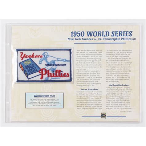 1950 World Series Patch Card With 9x12 Scorecard New York Yankees Vs