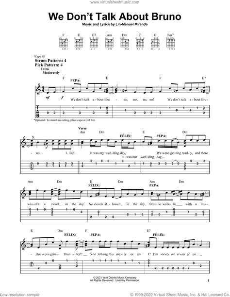 We Dont Talk About Bruno From Encanto Sheet Music For Guitar Solo