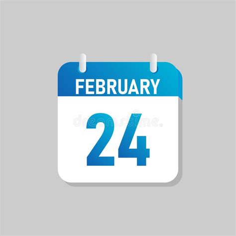 White Daily Calendar Icon February In A Flat Design Style Stock Vector