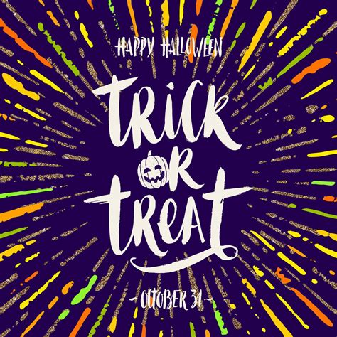 Trick Or Treat Hand Drawn Calligraphy Halloween Vector Illustration