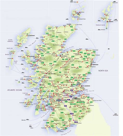 Large Detailed Map Of Scotland With Relief Roads Major Cities And