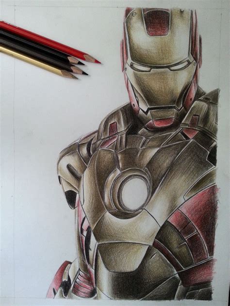 Sketch Realistic Iron Man Drawing Depp My Fav