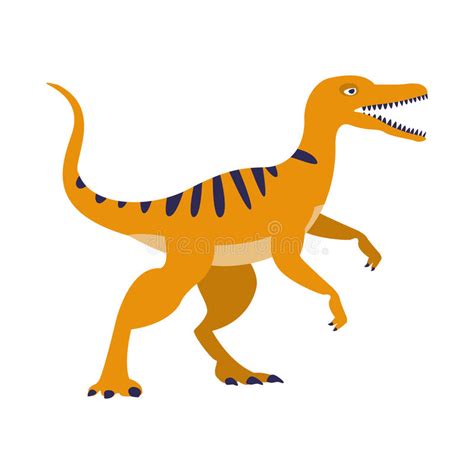 Orange Raptor Dinosaur Of Jurassic Period Prehistoric Extinct Giant