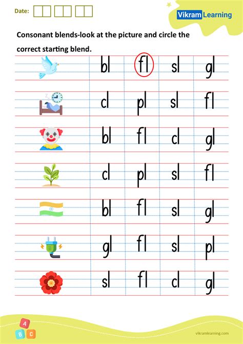 download consonant blends look at the picture and circle the correct starting blend worksheets