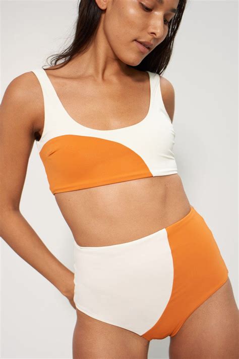 Mara Hoffman Lira Bikini Top In Orange Cream WE ARE ICONIC Fun One Piece Swimsuit Two Piece