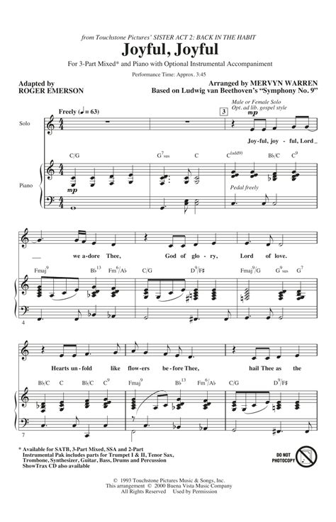 The cast is chock full of amazing roles for women of all. Mervyn Warren Joyful, Joyful (from Sister Act 2) (arr. Roger Emerson) Chords, Sheet Music Notes ...