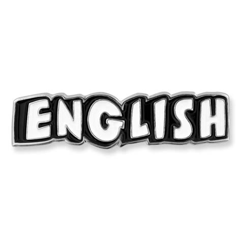 Pinmarts Black And White English Word School Teacher Enamel Lapel Pin