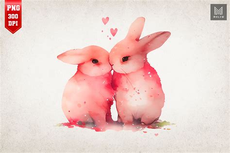 Lovely Couple Bunny Kissing Valentine By Mulew Art | TheHungryJPEG