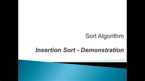 Insertion Sort Algorithm Card Demo Youtube