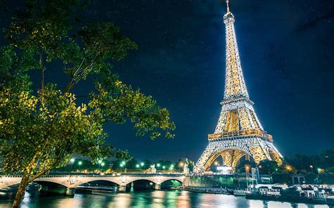 Paris The Eiffel Tower City Night Lights Eiffel Tower Paris