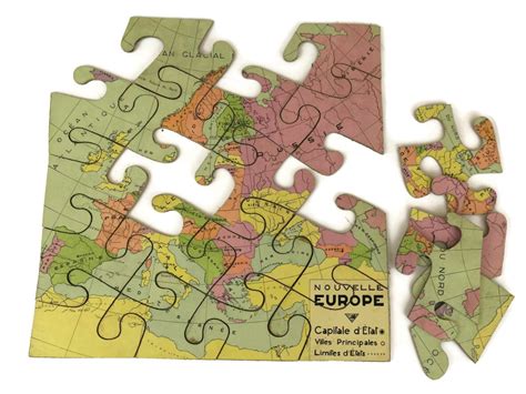French Vintage World Map Jigsaw Puzzle Map Of Europe Wooden Puzzle
