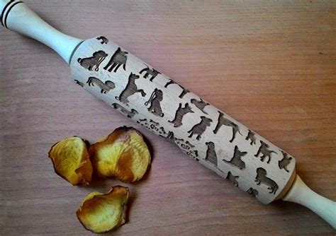 Rolling Pin Wooden Laser Cut Stylish Dogs Puppies Pattern Embossing Ebay