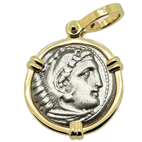 Alexander The Great Drachm Coin Gold Necklace