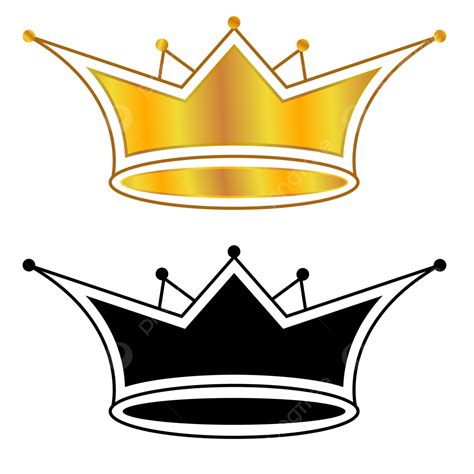 Golden Royal King Crown Vector Black And White Golden Crown King