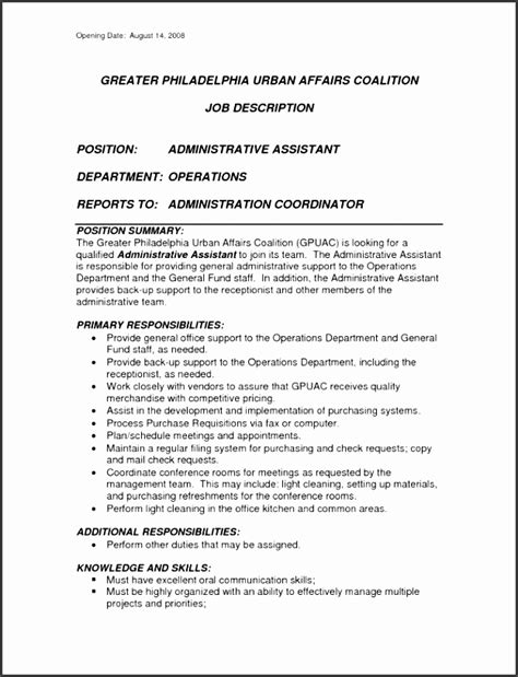 Use this professional created administrative assistant job description example to gain some inspiration on how to best craft your job description. 5+ Administrative Job Description Template ...