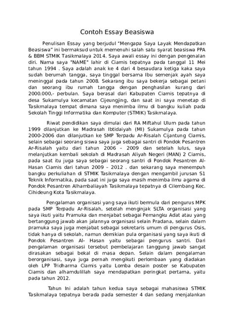 Essay untuk beasiswa unggulan biasanya sudah ditentukan mengenai format penulisannya yaitu menggunakan kertas a4, font times new roman (tnr) setelah sekilas tips membuat essay untuk beasiswa unggulan, berikut ini akan ada beberapa contoh untuk lebih memudahkanmu mengetahui. Doc Contoh Essay Beasiswa Ricky Saputra Academia Edu