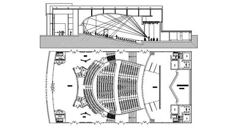 Auditorium Plan And Section Dwg File Cadbull