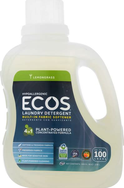 Ecos Laundry Detergent Hypoallergenic 4 In 1 Lemongrass Wholelotta