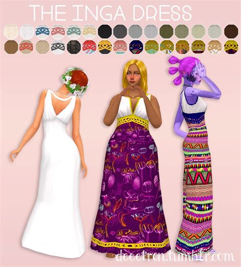 Deeetron Sims 4 Clothing Dresses Modest Maxi Dress