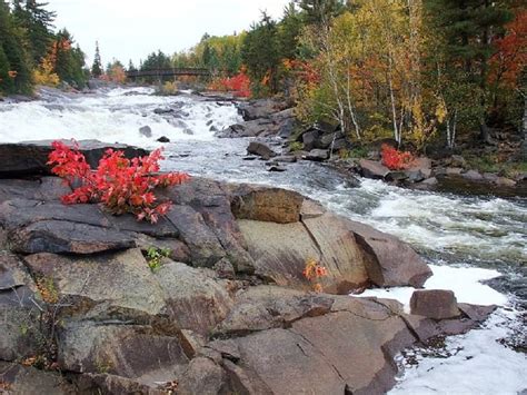 Free Download Onaping Falls Ontario Canada Red Autumn Rock