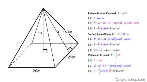 Volume And Surface Area Of A Pyramid 8 Examples