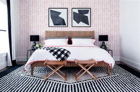 Pink And Black Bedroom With Pink Accent Wall Contemporary Bedroom