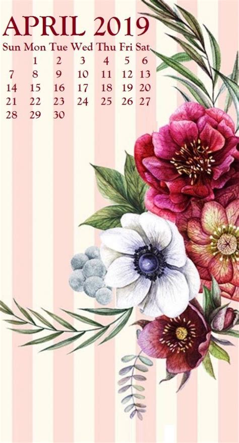 Iphone April 2019 Floral Calendar Calendar Wallpaper Iphone