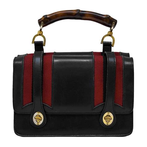 1960s Gucci Bamboo Top Handle Black Leather Handbag At 1stdibs 1960
