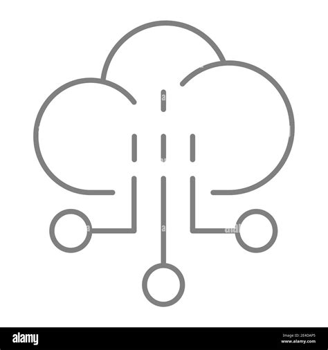 Network Thin Line Icon Cloud Vector Illustration Isolated On White