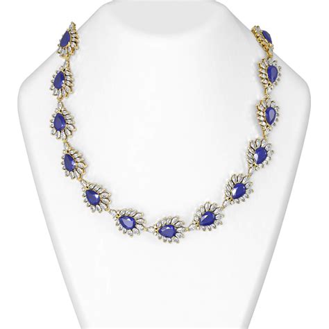 sold price 100 ctw sapphire and diamond necklace 18k yellow gold ref 6836g4w august 5 0120 7