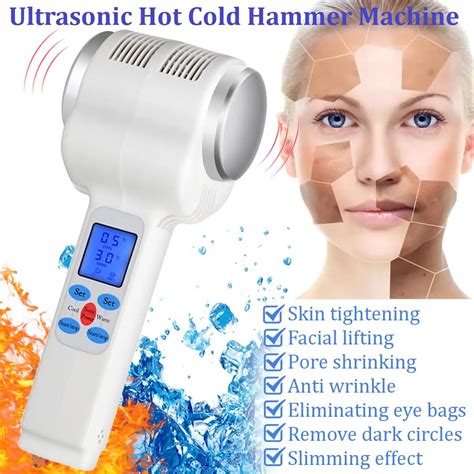 Ultrasonic Hot Cold Hammer Facial Massager Cryotherapy Vibration Face Skin Lifting Tightening