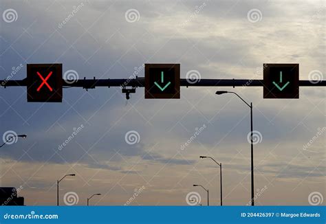 Overhead Traffic Lane Signs Stock Image Image Of Concept Metaphor