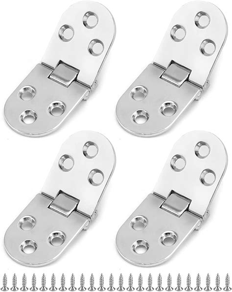 Qwork 4 Pieces Folding Flip Hinges 180 Degree Hinges Zinc Alloy