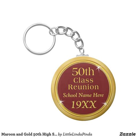 Maroon And Gold 50th High School Reunion Souvenirs Keychain Zazzle
