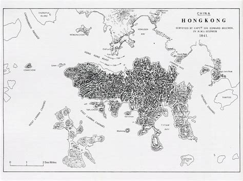 Detailed Old Map Of Hong Kong Island With Relief 1841 Hong Kong