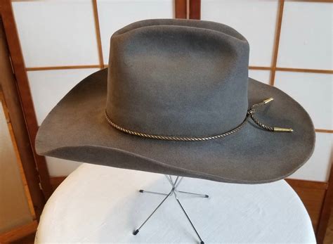 Vintage 4x Stetson Grey Felt Cowboy Hat Whatband Rode Hard Etsy