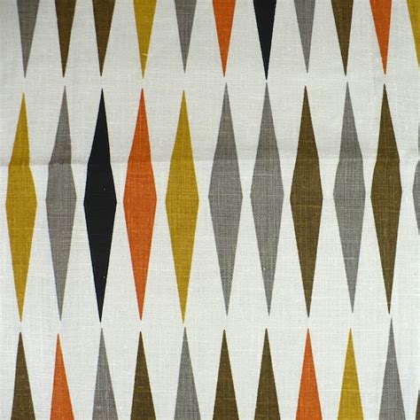 Mid Century Modern Fabric Linen 15 Yards Diamond Pattern