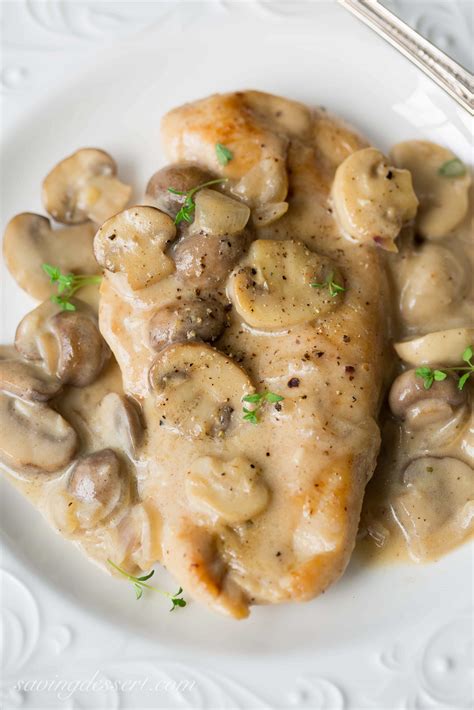 Skillet Chicken And Mushroom Wine Sauce Saving Room For Dessert