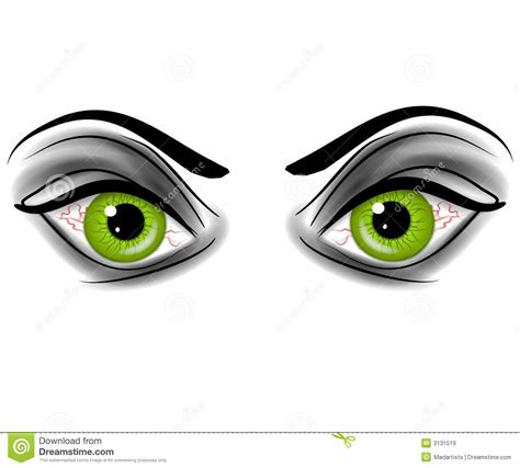 Evil Green Devil Demonic Eyes Stock Illustration