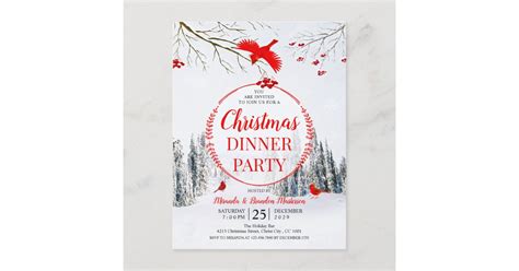 White Winter Wonderland Christmas Dinner Party Invitation Postcard Zazzle